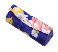 Outanaya Custodia per Rossetto Vintage in Tessuto Blu con Ricamo Floreale e Specchio Portatile Compatta per Protezione e Uso Versatile in Ufficio e Appuntamenti