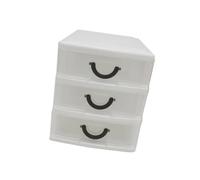 Outanaya Organizer da Scrivania Trasparente a 3 Strati in Plastica Beige, Cassettiere Portaoggetti Multifunzionali Leggere Maniglia, Mobiletto Porta Penne e Scatola Portatrucchi per