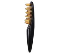 Outanaya Pettine Massaggiante in Corno di Bue Naturale Nero Manico Liscio e Design Elegante per Massaggi Corpo e Guasha Rilassante