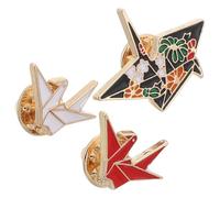 Outanaya Set da 3 Spille Origami a Forma di Gru di Carta, Spilla da Giacca in Lega Resistente, Accessori Moda Colorati (rosso, Bianco, Nero) per Vestiti, Zaini e Cappelli Donna