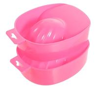 Outanaya Vassoio per L'ammollo delle Unghie 2 Pezzi, Ciotola per Manicure in Plastica Resistente, Colore Rosa Foro Portatile, per Rimozione Gel e Cura Mani Professionale e Domestica