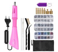 Outbit Hotfix, applicatore con strass e strass, riscaldamento rapido, bacchetta magica con strass, applicatore fai da te, per mettere strass e perline (set rosa)