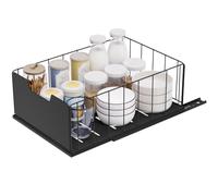 OUTBROS 1 pezzi Cassetti estraibili per cucina, 40x30x17.5 cm, Nero | Scaffale Estraibile per Armadio da Cucina, Cassetto Estraibile in Metallo con Guide Scorrevoli, Organizer per Mobili Cucina