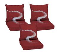 Outdoor 60x60cm Waterproof Chair Cushions - 15cm Thick Seat Pads with Removable Covers Red Cushions for Garden & Patio Furniture Set of 3