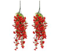 Outdoor Artificial Flowers, Falso Hanging Plants, Set di 2 Morning Glory Silk Flowers, UV Resistant Hanging Vine Set for Garden Balcony Home Decor, Decorative Greenery for Indoor Outdoor Styling Use