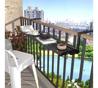 Outdoor Balcony Table Adjustable Height Folding Deck Table Railing Table for Garden Patio Black (120 cm)