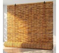 Outdoor Bamboo Roller Blinds for Patio, Waterproof Bamboo Roll Up Blinds for Porch Balcony, Privacy Screen Light Filtering Sun Shade 36" 48" 60" 72" 84" Wide，Easy to Install(48" W x 59" H)