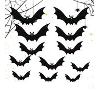Outdoor Bat Decoration | Spooky Hangable Ornament Halloween Yard Decor | Wings Spreading 3d Bats for Window Wall Backyard Courtyard Yard Party Gathering Photography