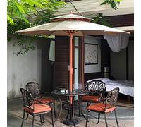 Outdoor Beach 2.7m/9ft Wooden Grain Garden Sun Umbrella with Crank And 8 Sturdy Ribs