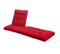 Outdoor Bench Cushion 55x180cm 10cm Thick Soft Velvet Seat Pad with Handle Comfortable Sofa Cushion for 1-4 Seater Home Garden & Window Red Color