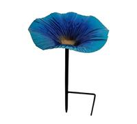 Outdoor Bird Bath, Bird Pole Water Feeder, 9.84x5.51 inches Flower Shape Decorative Feeding Station, Metal Stake Support, Ideal for Hummingbirds Garden Yard and Lawn Decor