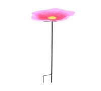 Outdoor Bird Bath - Flower Stake Water Bowl | Iron Garden Decor
