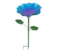 Outdoor Bird Bath, Flower Standing Feeder, 6.69x6.69x25.98in Colorful Garden Bowl with Stable Ground Stake System, Sturdy Weather Resistant Design, Wildlife Feeding Station, Yard Patio Use