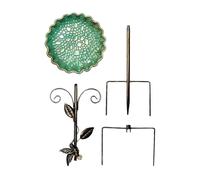 Outdoor Bird Bath - Water Feeder | Tall garden basin with stake for backyard lawn, 30 inch height terrace park landscape station, metal wild birdcare wildlife feeding.