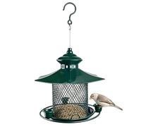 Outdoor Bird Feeder - 3-Port Iron Weatherproof with Hook | Squirrel Proof Wild Bird Feeder for Hummingbirds Finches, Garden Yard Patio Porch Pathway Park Feeding Accessory
