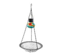 Outdoor Bird Feeder, Bird Bath Station, 9.06x1.57in Solar Powered LED Birdhouse, Hangable Waterer Design, Weather Resistant Build for Garden, Backyard, Balcony, Patio, Window