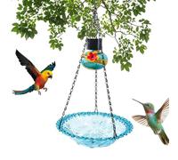 Outdoor Bird Feeder, Bird Baths Solar-Powered Led Birdhouse, Hangable Water Dispenser on Garden Fence Window Balcony Patio, Tree-Mounted Backyard Decor for Wildlife Watching