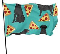 Outdoor Black Lab Pizza Garden Flag, Family Flag 3 X 5 ft Decorazioni per la casa all'aperto