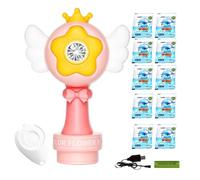 Outdoor Bubble Maker for Kids, Rechargeable Bubble Machine with LED Lights, Foam Sprinkler for Pool Bath Birthday Backyard Sensory Play Wedding Festival