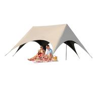 Outdoor Canopy, Easy Setup Outside Tent Canopy, 210t Polyester + Sunscreen Black Glue Group Activities Shelter, Foldable Gazebo, Windproof for Backyard Wedding, Beach Grilling, Poolside, 860x460cm