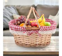 Outdoor Carrying Basket For Picnic Panaro Vimini Cestino Grande Rattan