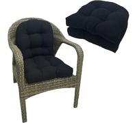 Outdoor Chair Seat Cushions Set of 2, 18.9" x 18.9"U-Shaped Waterproof Wicker Chair Cushions, Patio Chair Cushions for Indoor/Outdoor, Garden Furniture Pads(Black)