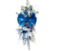 Outdoor Christmas Swag Garland,Outdoor Christmas Swag Decor with Lights,Includes Bowknot and Ball Ornaments for Stairway Garden Home Decor (blue, S)