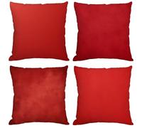 Outdoor Cushion Covers 80x80 cm Set of 4 - Waterproof Red Linen Decorative Throw Pillows with Hidden Zipper for Patio & Sofa - Nordic Style Gifts Y-1013