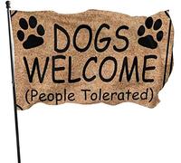 Outdoor Dogs Welcome People Tolerated Garden Flag, Family Party Flag 3 X 5 ft Decorazioni per la casa all'aperto
