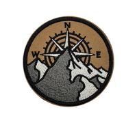 Outdoor Embroidered Patches For Backpacks, Mountain Compass Round Badges, Morale Patches With Hook Loop Backing For Vests Hats Jackets, Weather Resistant Camping Hiking, 3.15" X 3.15"