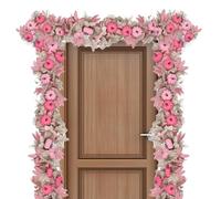 Outdoor Fall Garland - Seasonal Decoration with Pink Pumpkins and Artificial Leaves | 1.75m Decorative Garland for Fireplace, Wall, Window, Wedding, Thanksgiving and Harvest