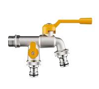 Outdoor Faucet - Leak-proof Rust Proof | Detachable Double Splitter Backyard Water Spigot | Exterior House Valve For Yard Lawn Patio Deck Porch Shed Garage Driveway Farm Irrigation And Washing