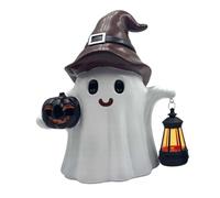 Outdoor Figurine Lights, Outside Solar Statues, Funny Ghost Pumpkin Sculpture with Lanterns, 7.48×5.12×9.84in for Backyard Porch House Cemetery Grave Gardening Birthday