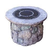 Outdoor Fire Pit Imitation Stone Garden Bonfire Pit, Party BBQ Cooking Fire Pit, Leisure Table for Backyard Terrace (Size: Kit-2) ()