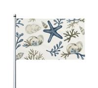 Outdoor Flag Conchiglia Blu Bianca E Stella Marina Bandiere Da Giardino Premium Bandiera Da Cortile Resistente Alle Intemperie Garden Flag Per Calcio Vacanze Camera Da Letto 90X150Cm