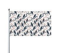 Outdoor Flag Corvo E Fiore Rosso Garden Flag Doppia Cucitura Bandiere Da Giardino Decorative Bandiera Da Cortile Per All'Aperto Vacanze Calcio 90X150Cm