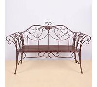 Outdoor Garden Bench Retro Metal 2 Seater with Curved Backrest and Armrest Easy Assembly Cast Iron Bench for Patio Porch Yard in Bronze Color
