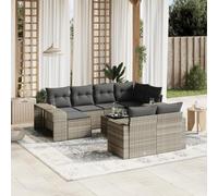 Outdoor Garden Furniture Set 11 Pieces with Cushions in Gray Polyrattan, Modular Patio Sofa Set with Storage, Weather Resistant Rattan PE for Terrace, Backyard, Poolside Relaxation and Entertainment