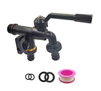 Outdoor Garden Water Faucet, Double Outlet Brass Inlet, Wall Mount Heavy Duty Faucet, Frost Proof Hose Connector For Patio, Balcony, Garden Plumbing Fixture, 5.91x4.33 Inches