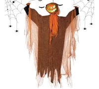 Outdoor Ghost Decoration, Halloween Pumpkin Display, Spooky Lighted Ornament, Rotating Head Figure, Eerie Sound Prop for Haunting Porches, Decorating Trees, Lighting Courtyards