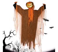 Outdoor Ghost Decoration, Halloween Spooky Pumpkin Decoration, 75.59x48.03x7.87 inches Lighted Rotating Head Ornament with Eerie Sound for Front Yard, Garden, Home, Porch, Tree, Patio, Courtyard
