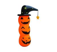 Outdoor Halloween Inflatable Decor - 4 Foot Cute Pumpkin With Witch Hat