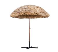 Outdoor Hawaiian Beach Umbrellas Tiltable Garden with Tropical Palapa Raffia Cloth 8ft/2.4m with Base