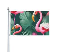 Outdoor Indoor Palm Leaf E Flamingos Coppia Stampa Doppio Lato Bandiera Giardino Cortile Esterno Banner Decorativo Dimensioni 3x5 Ft