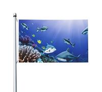 Outdoor Indoor Shark Nuoto Sotto Il Mare Stampa Doppio Lato Bandiera Giardino Cortile Esterno Banner Decorativo Dimensioni 3x5 Ft