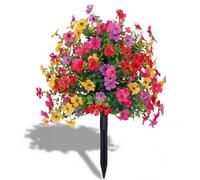 Outdoor/Indoor UV Resistant & Waterproof Artificial Flower Decor, 24 Inch Artificial Flower Stake Outdoor Decor - Multi-Color Garden Stakes for Yard & Lawn, All Season Decoration (Mixed Color)