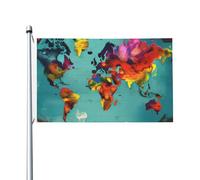 Outdoor Indoor World Map Stampa Doppio Lato Bandiera Giardino Cortile Esterno Banner Decorativo Dimensioni 3x5 Ft