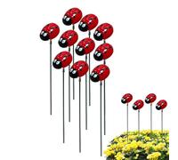 Outdoor Ladybug Lawn Decorations - 10 pezzi Rešin Çřaft Stakes, Decorative Garden Stump Inserts with Butterflies For Yard and Plant Bed Art