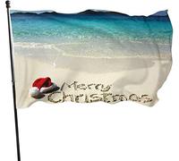 Outdoor Merry Christmas Summer Beach Blue Ocean Garden Flag, Yard Flag 3 X 5 ft Decorazioni per la casa all'aperto