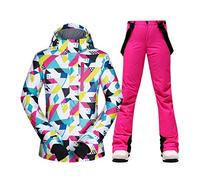 Outdoor New Ski Suit Women Windproof Waterproof Warmth Snowboard Jacket And Snow Pants Set Winter Sports (Color : Green Size : Medium) (Rose Red X)